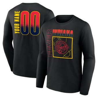 Men's Black Indiana Fever  Home Court Pop Personalized Name & Number Long Sleeve T-Shirt