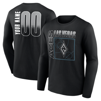 Men's Black Las Vegas Aces  Home Court Pop Personalized Name & Number Long Sleeve T-Shirt
