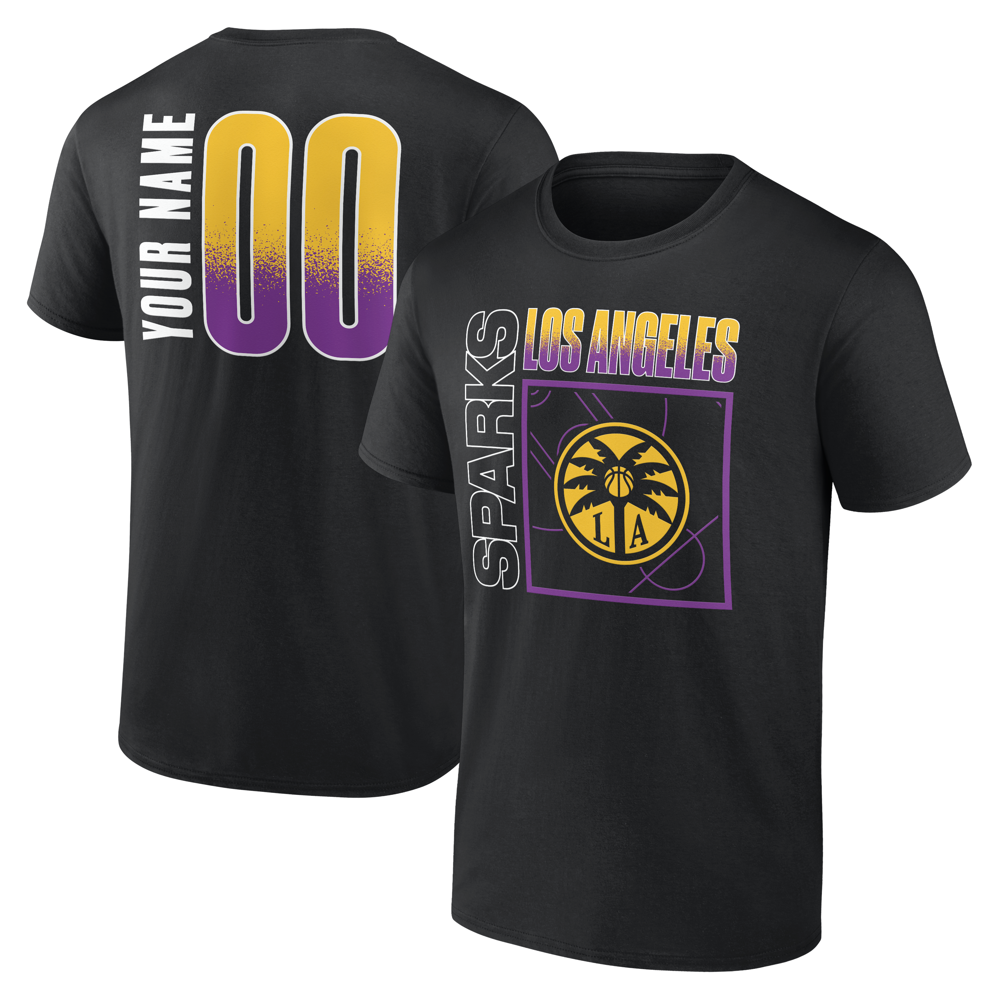 Men’s Black Los Angeles Sparks Big & Tall Home Court Pop Personalized Name & Number T-Shirt Men’s Black Los Angeles Sparks Big & Tall Home Court Pop Personalized Name & Number T-Shirt