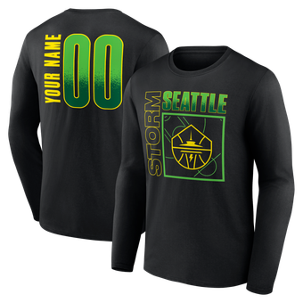 Men's Black Seattle Storm  Home Court Pop Personalized Name & Number Long Sleeve T-Shirt