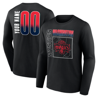 Men's Black Washington Mystics  Home Court Pop Personalized Name & Number Long Sleeve T-Shirt