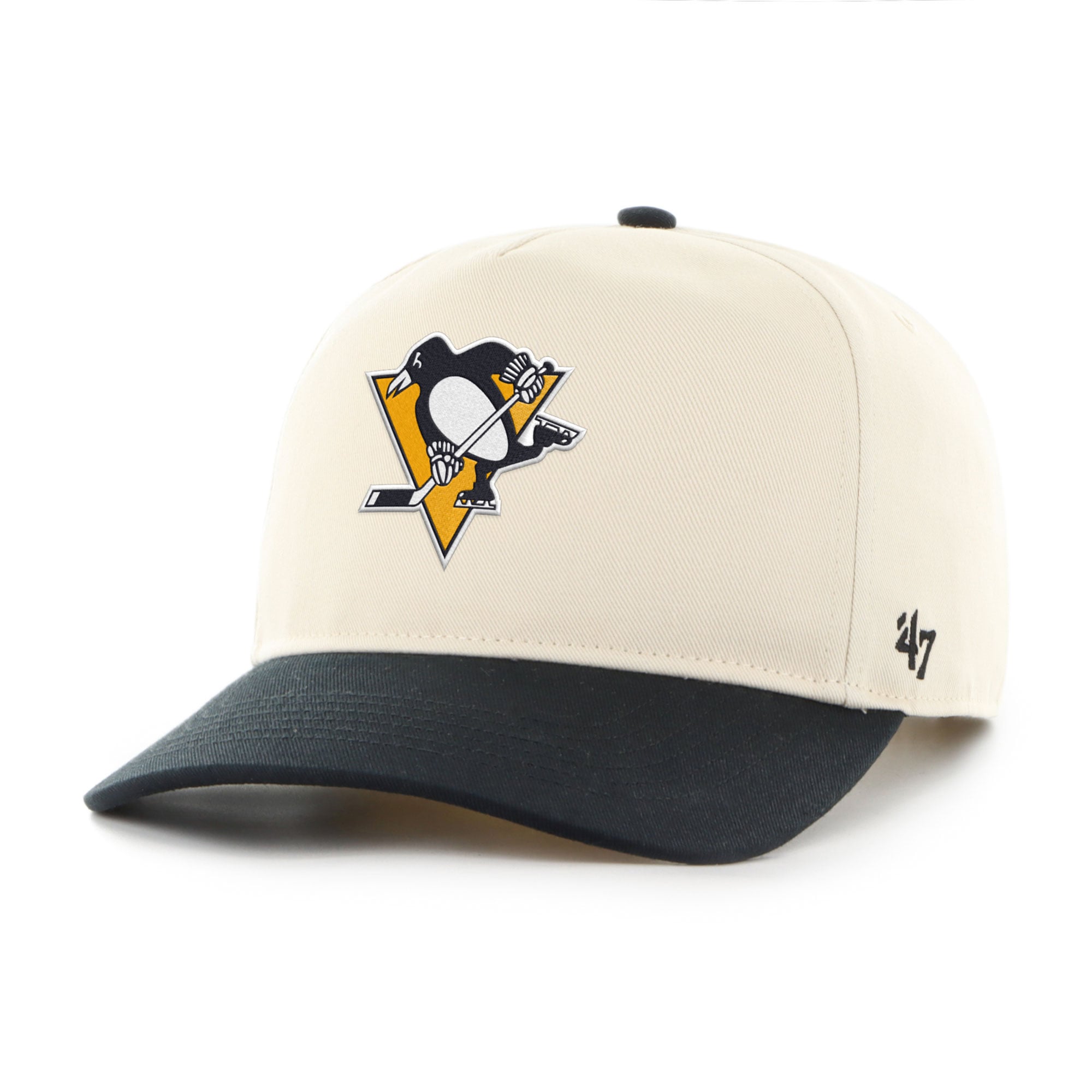 Men's '47 Cream/Black Pittsburgh Penguins Logo Hitch Adjustable Hat
