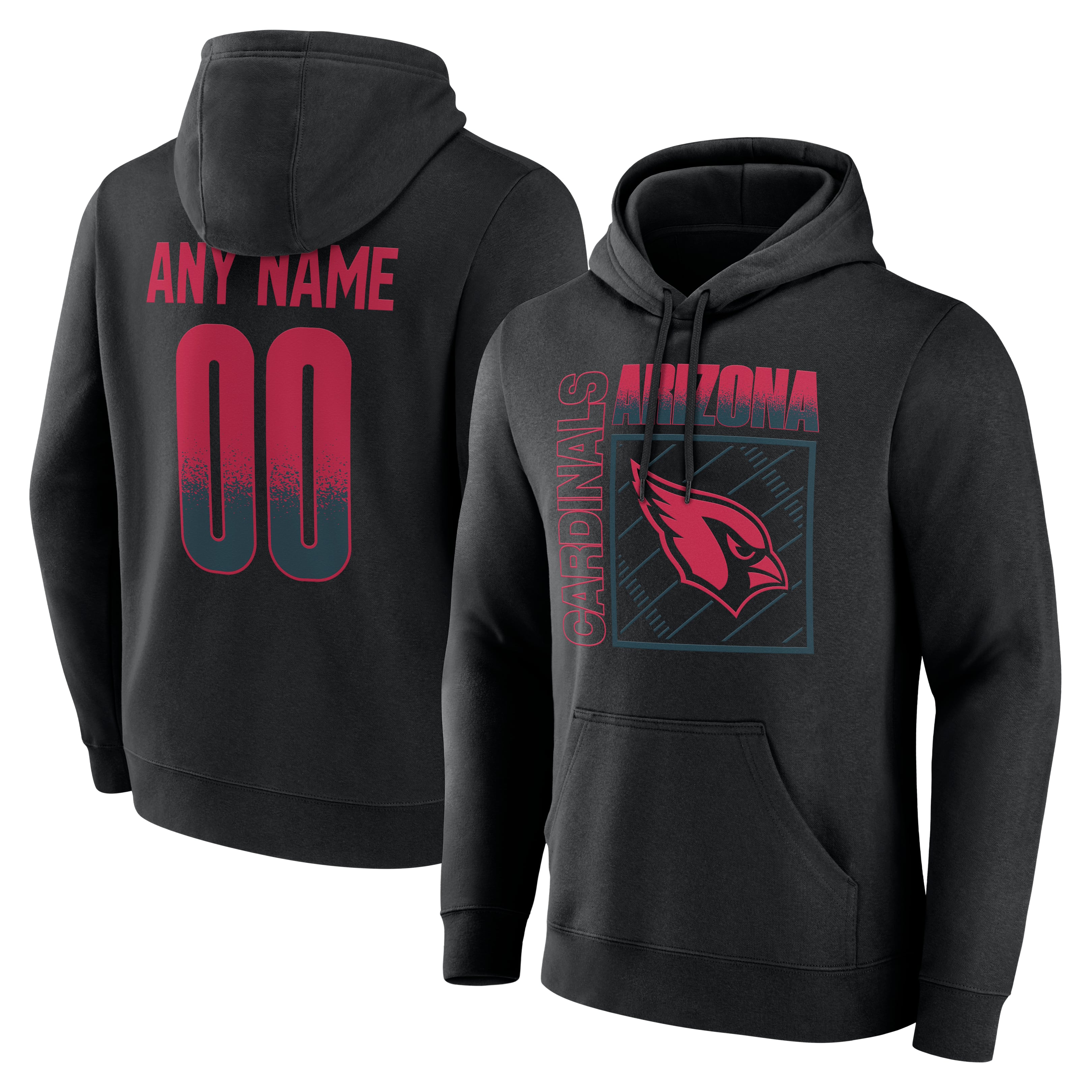 Men's Black Arizona Cardinals Big & Tall Home Field Pop Personalized Name & Number Hoodie