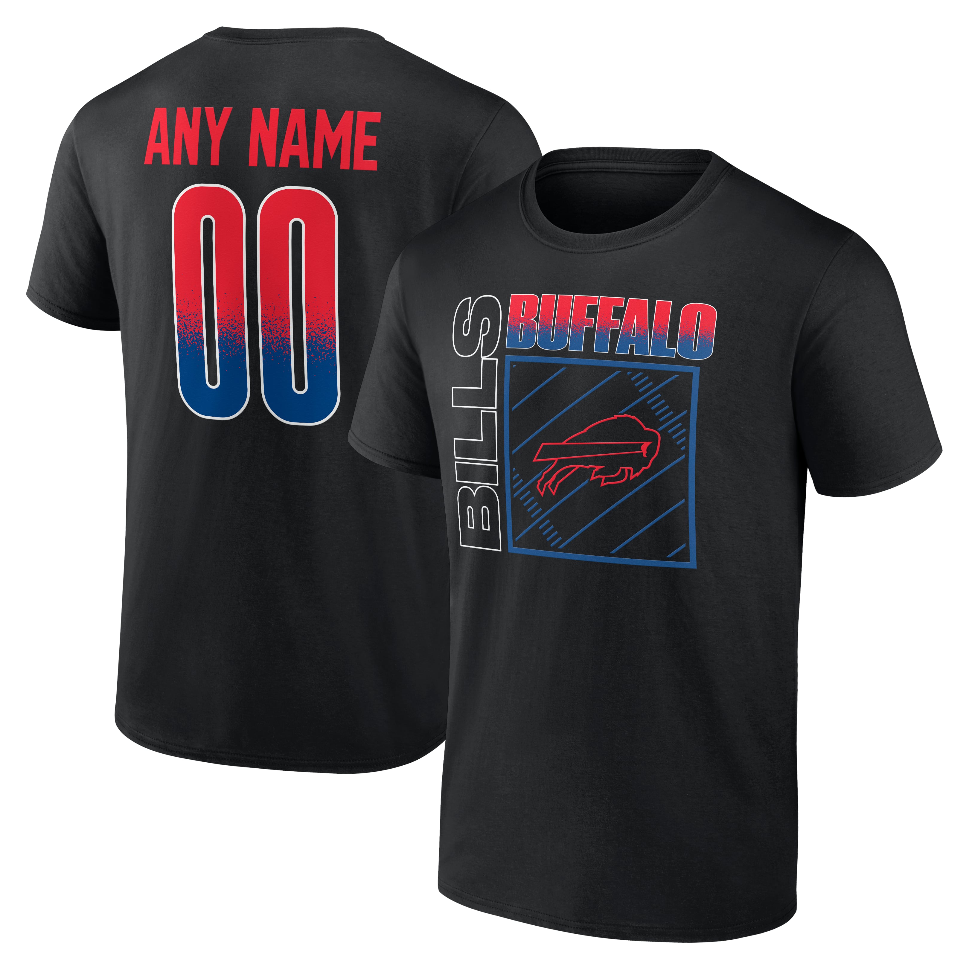 Men's Black Buffalo Bills  Home Field Pop Personalized Name & Number T-Shirt