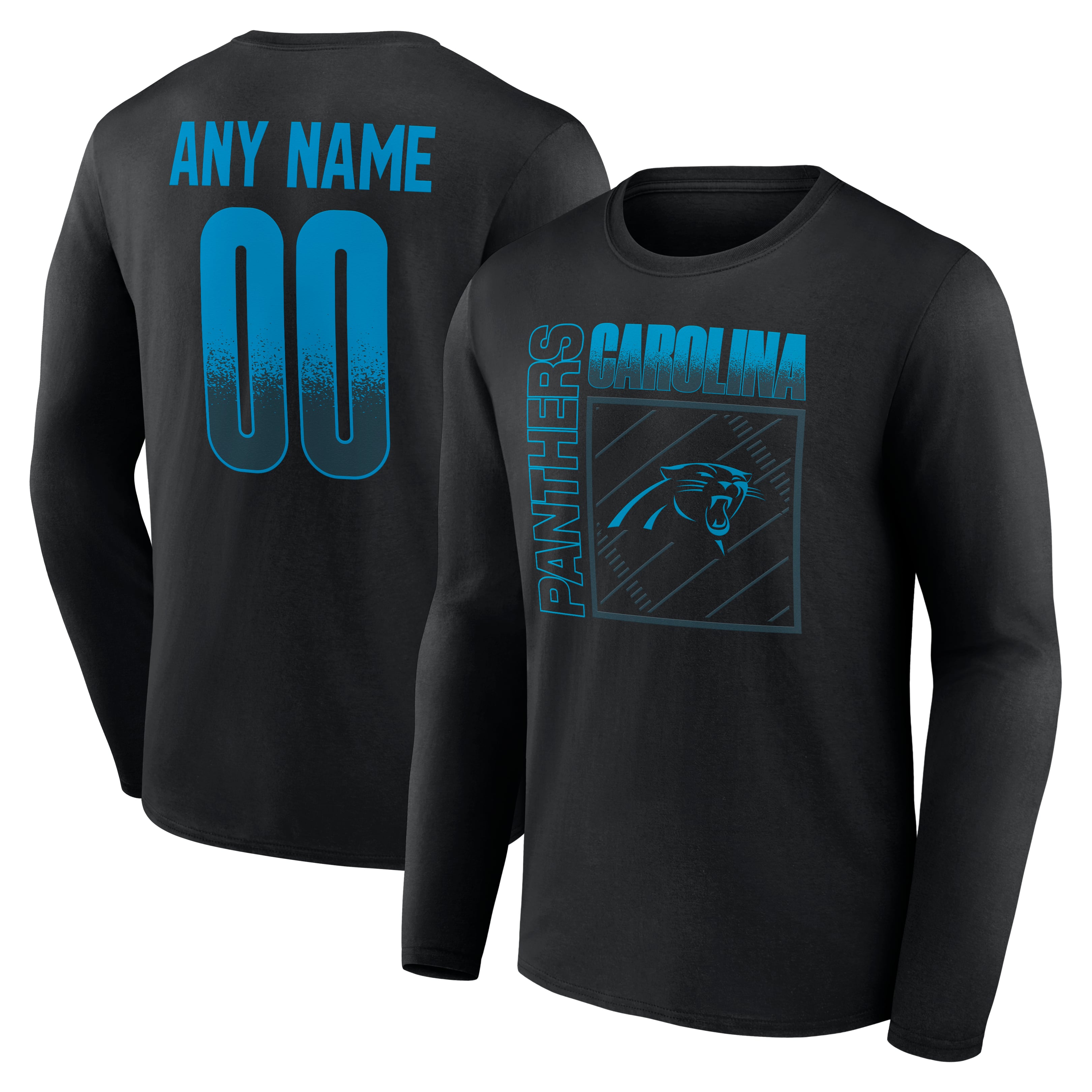 Men's Black Carolina Panthers  Home Field Pop Personalized Name & Number Long Sleeve T-Shirt
