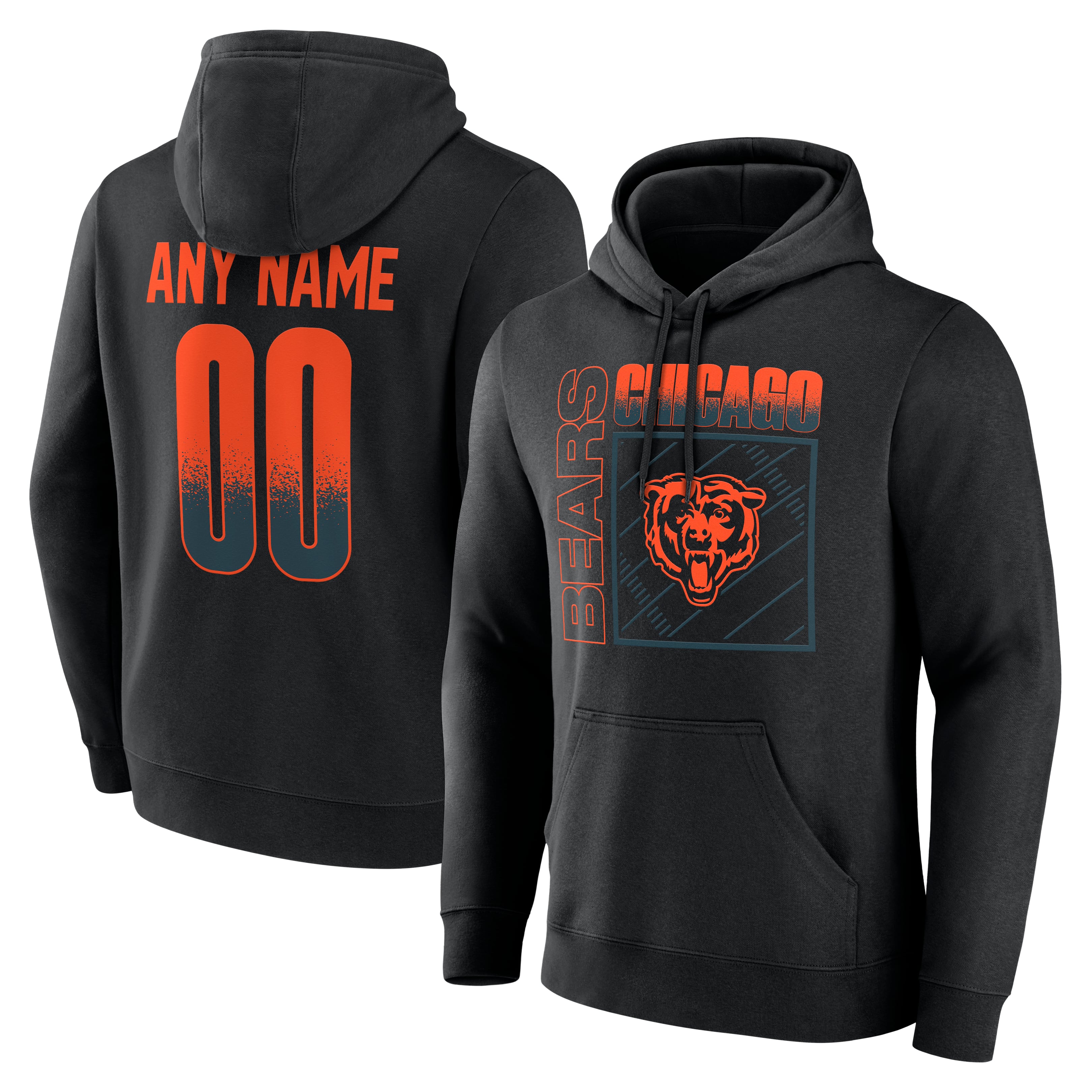 Men's Black Chicago Bears  Home Field Pop Personalized Name & Number Hoodie