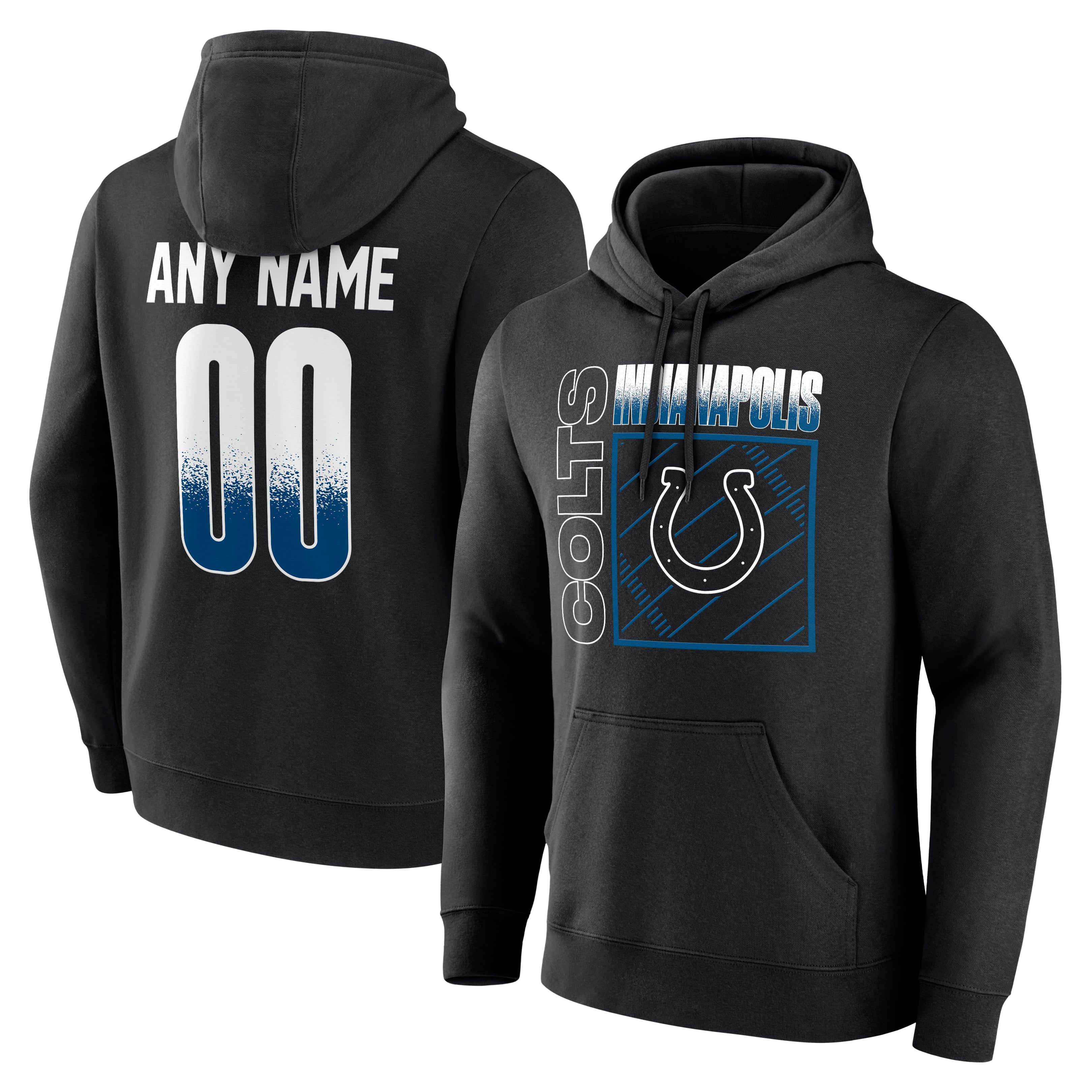 Men's Black Indianapolis Colts  Home Field Pop Personalized Name & Number Hoodie