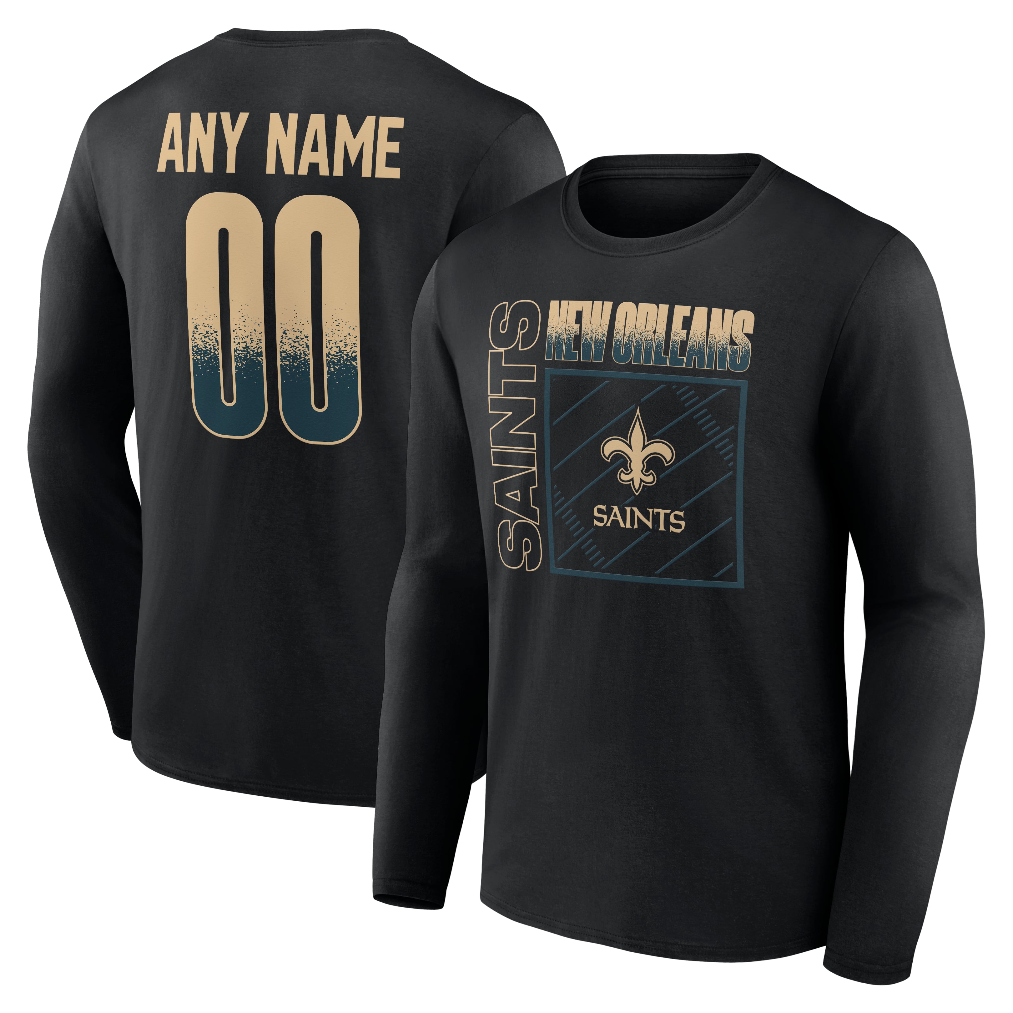 Men's Black New Orleans Saints  Home Field Pop Personalized Name & Number Long Sleeve T-Shirt