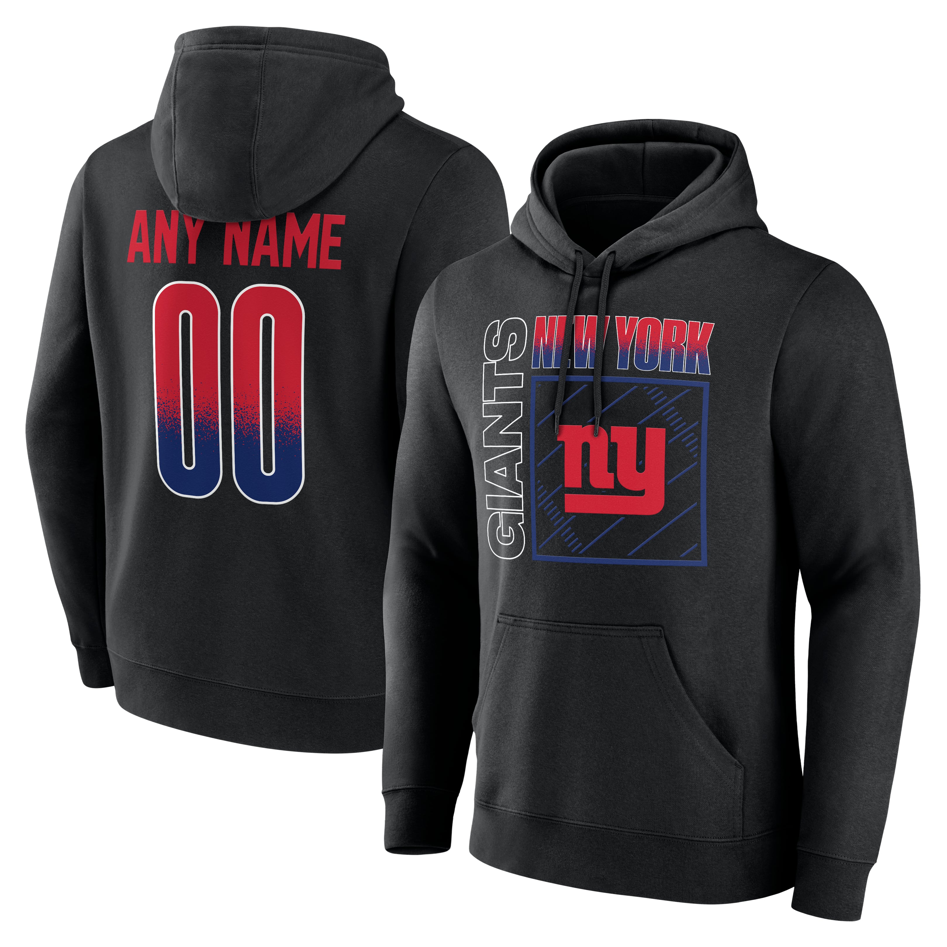 Men's Black New York Giants  Home Field Pop Personalized Name & Number Hoodie
