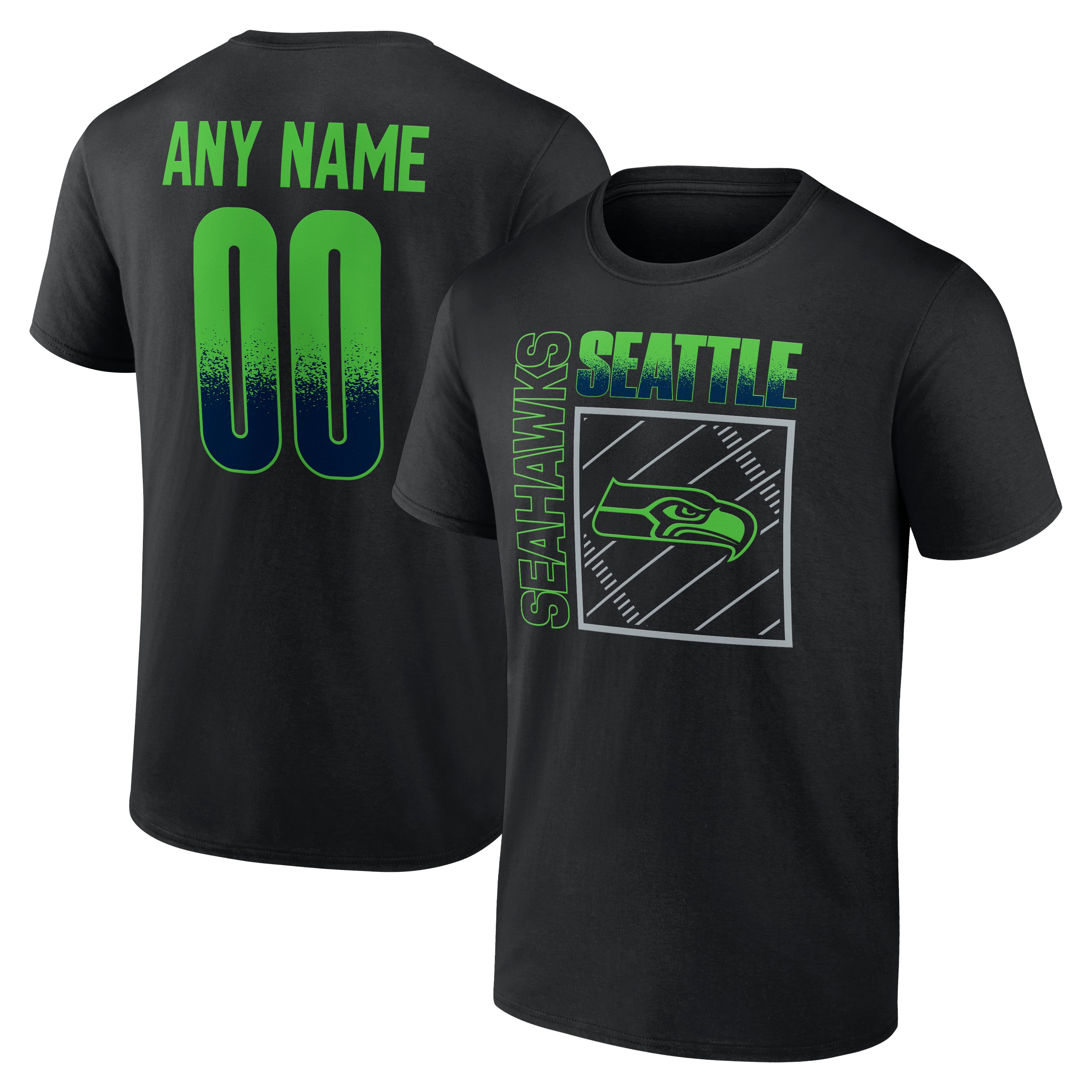 Men's Black Seattle Seahawks  Home Field Pop Personalized Name & Number T-Shirt