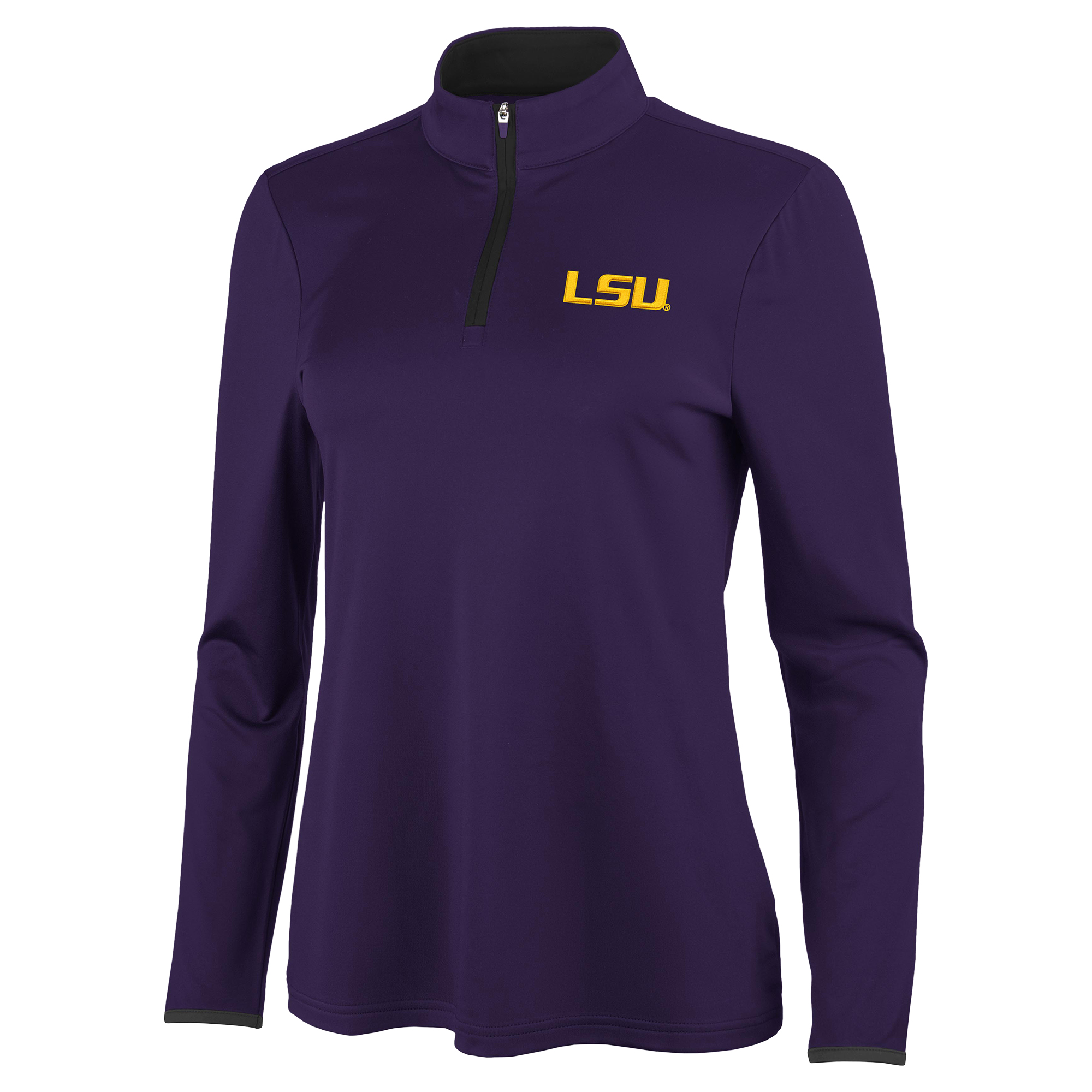 Women's Antigua Purple/Black LSU Tigers Brink Quarter-Zip Pullover