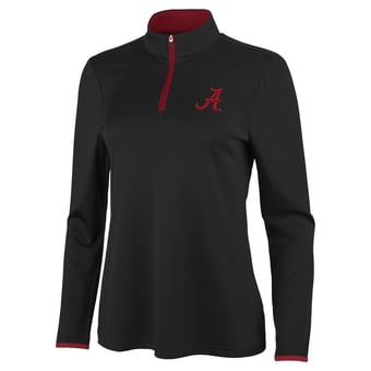 Women's Antigua Black/Crimson Alabama Crimson Tide Brink Quarter-Zip Pullover