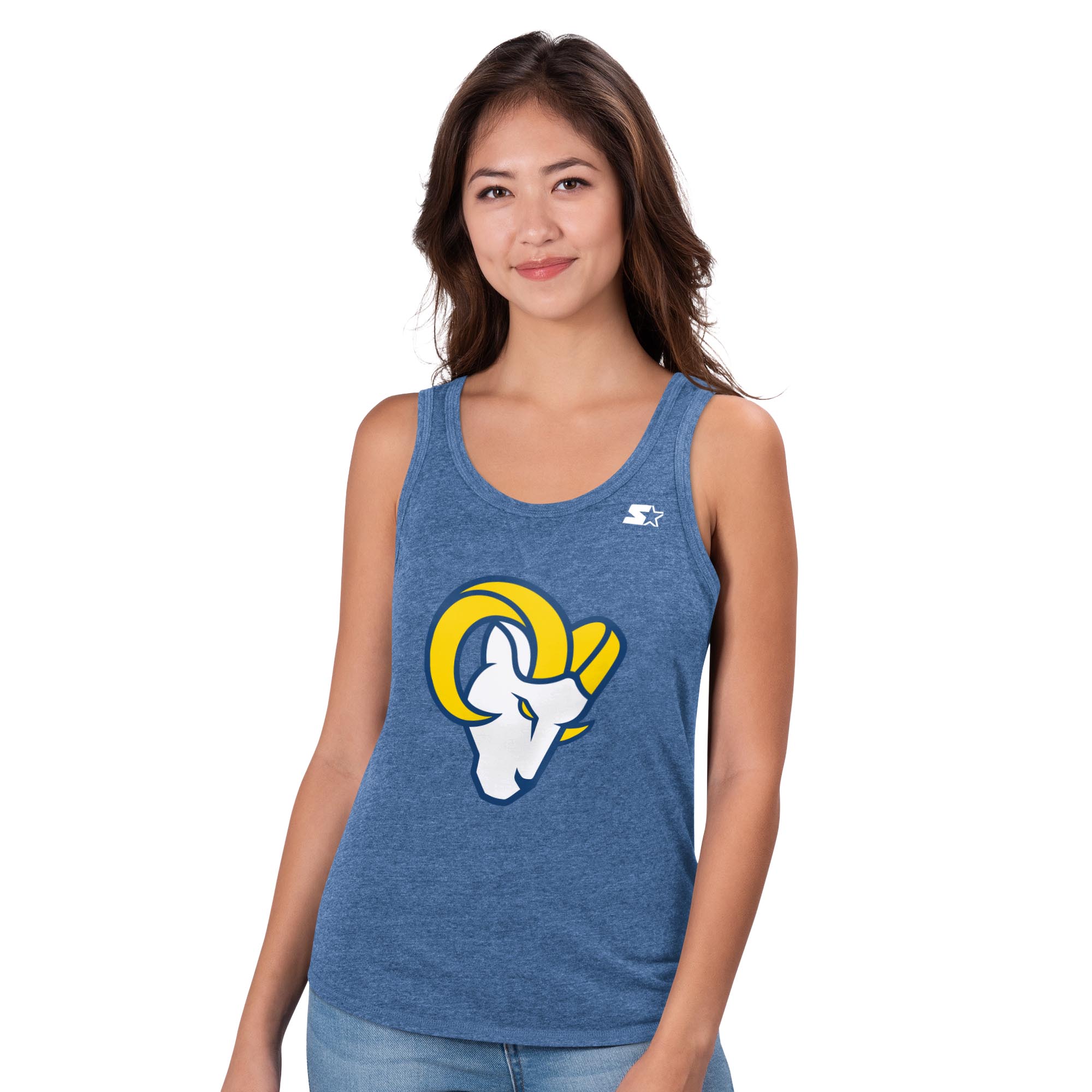Starter Women's Heather Royal Los Angeles Rams Playoff Tri-Blend Tank Top - Heather Royal