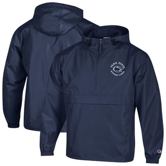 Men's Champion  Navy Penn State Nittany Lions Packable Hooded Windbreaker Half-Zip Jacket