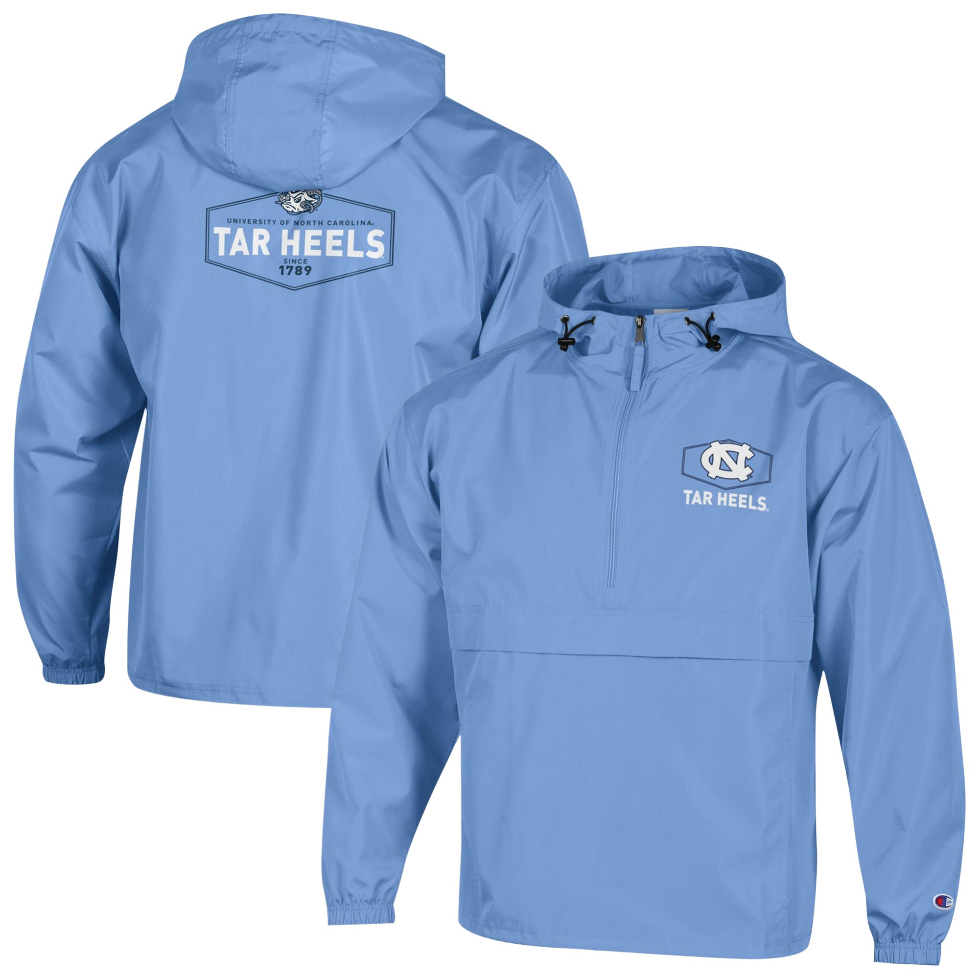 Men's Champion Carolina Blue North Carolina Tar Heels Delay Packable Half-Zip Jacket
