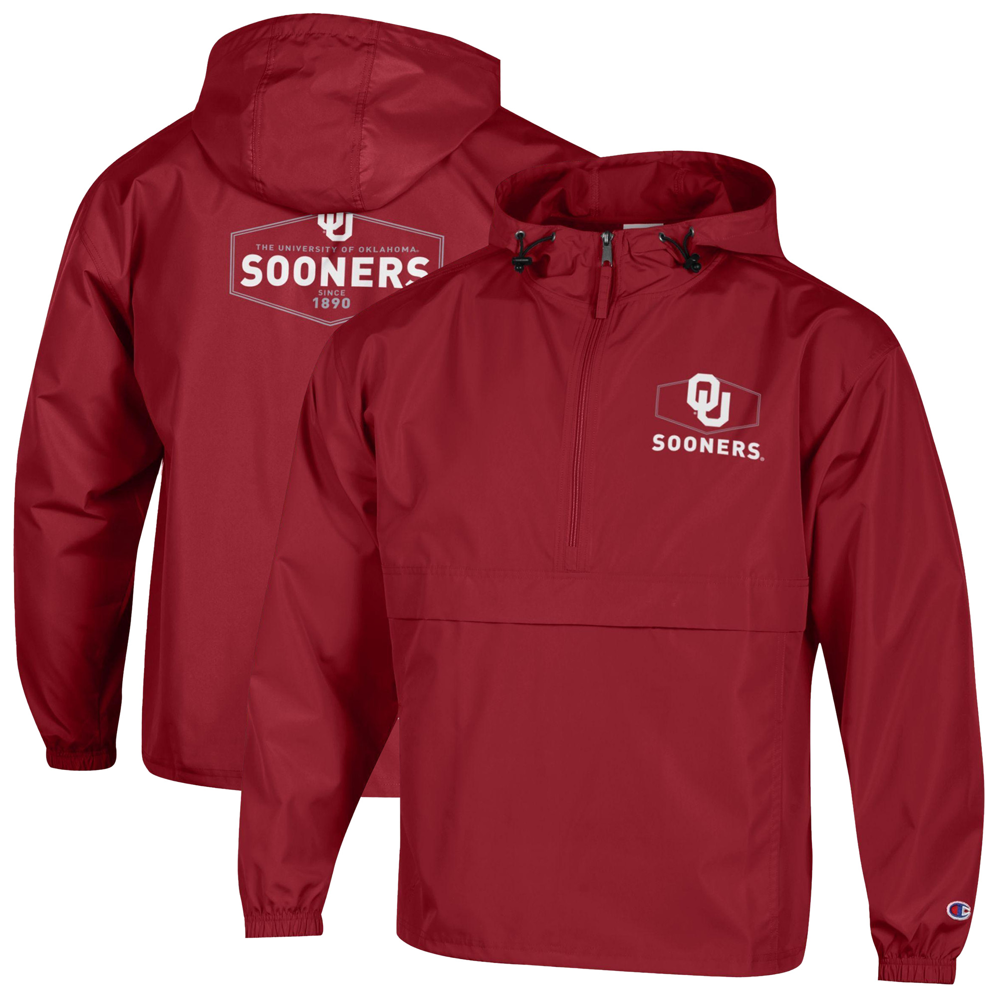 Men’s Champion Crimson Oklahoma Sooners Delay Packable Half-Zip Jacket