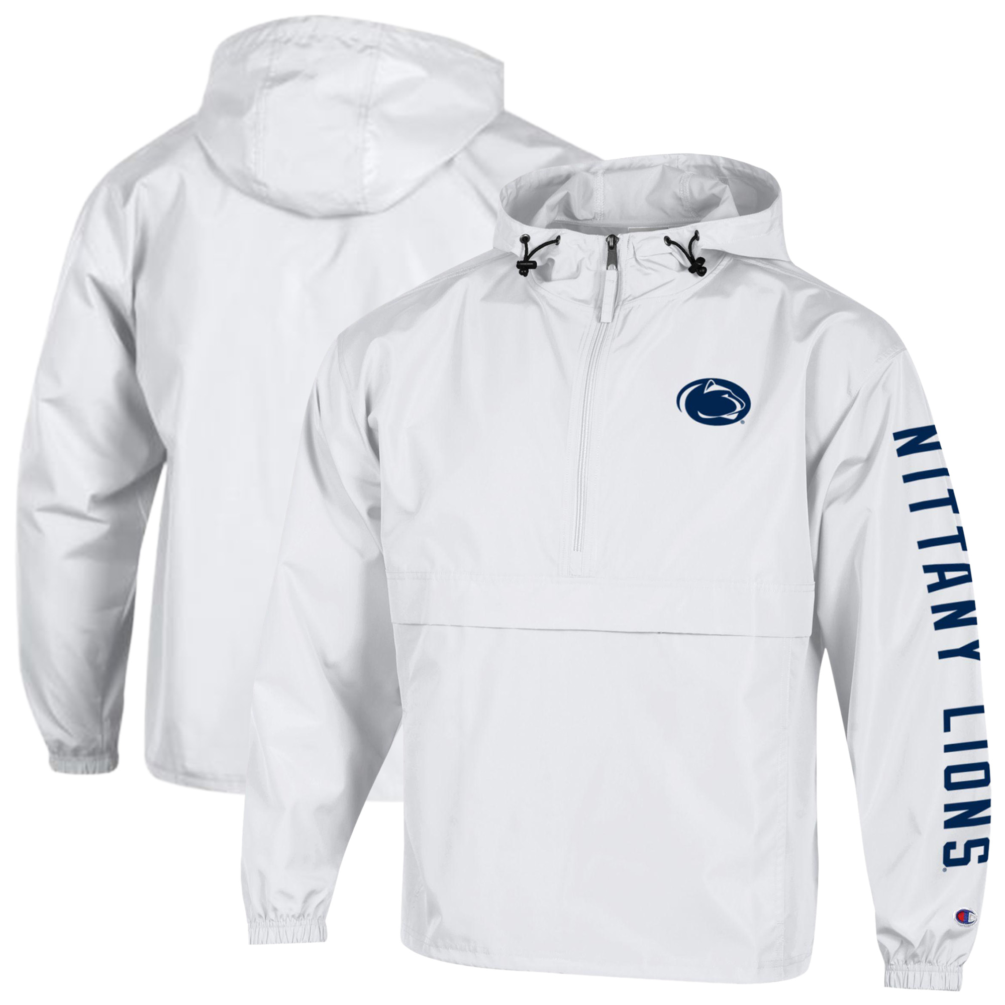 Men's Champion  White Penn State Nittany Lions Cloud Packable Half-Zip Hooded Jacket