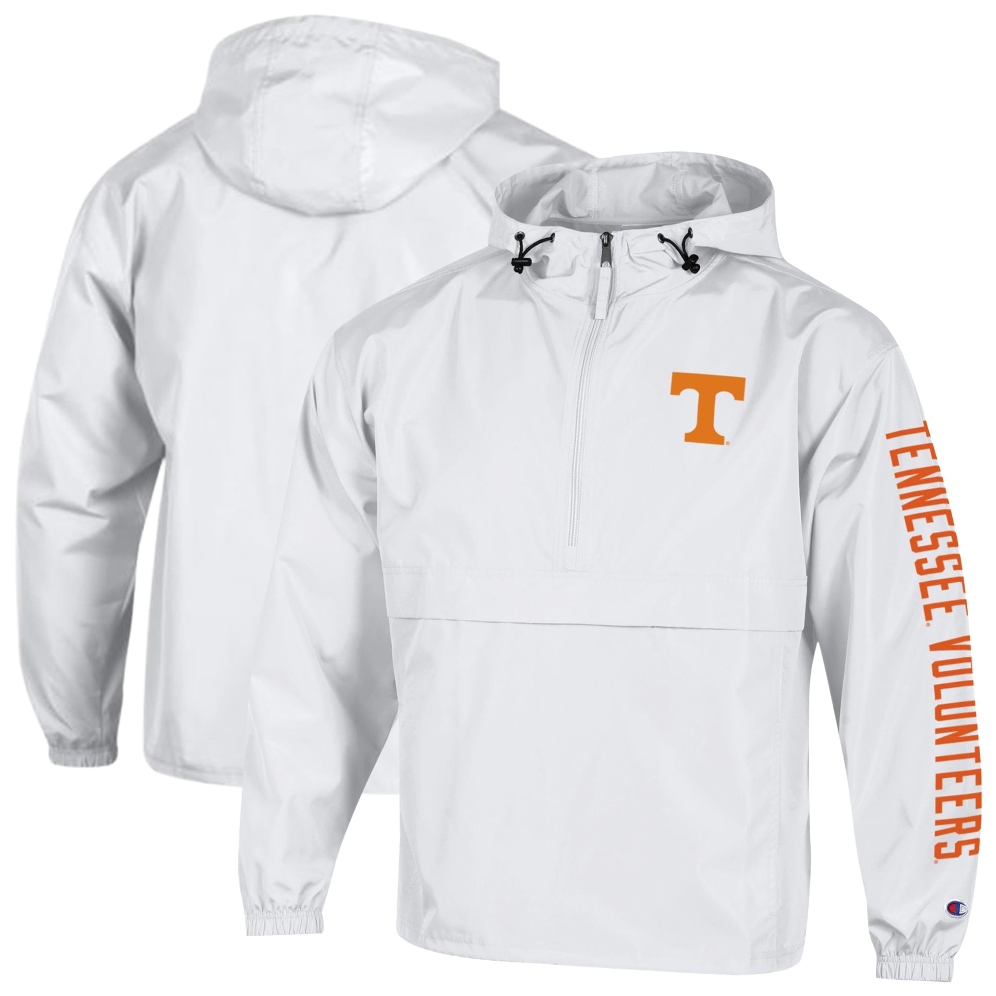 Men's Champion  White Tennessee Volunteers Cloud Packable Half-Zip Hooded Jacket