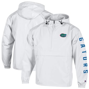 Men's Champion  White Florida Gators Cloud Packable Half-Zip Hooded Jacket