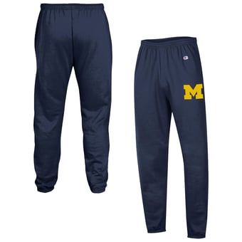 Men's Champion  Navy Michigan Wolverines Powerblend Banded Fleece Sweatpants