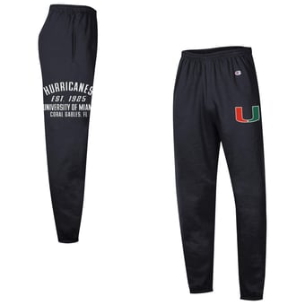 Men's Champion  Black Miami Hurricanes Powerblend Banded Fleece Sweatpants