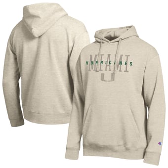 Men's Champion  Oatmeal Miami Hurricanes All-Star Neutral Stack Hoodie