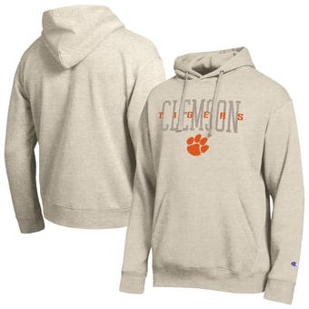 Men's Champion  Oatmeal Clemson Tigers All-Star Neutral Stack Hoodie