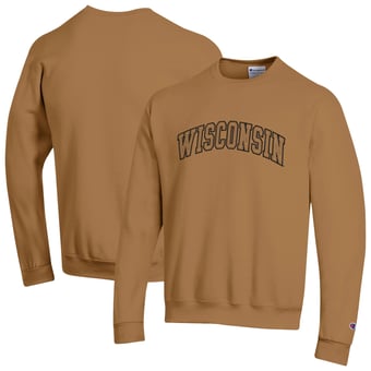 Men's Champion Brown Wisconsin Badgers Latte Fleece Sweatshirt