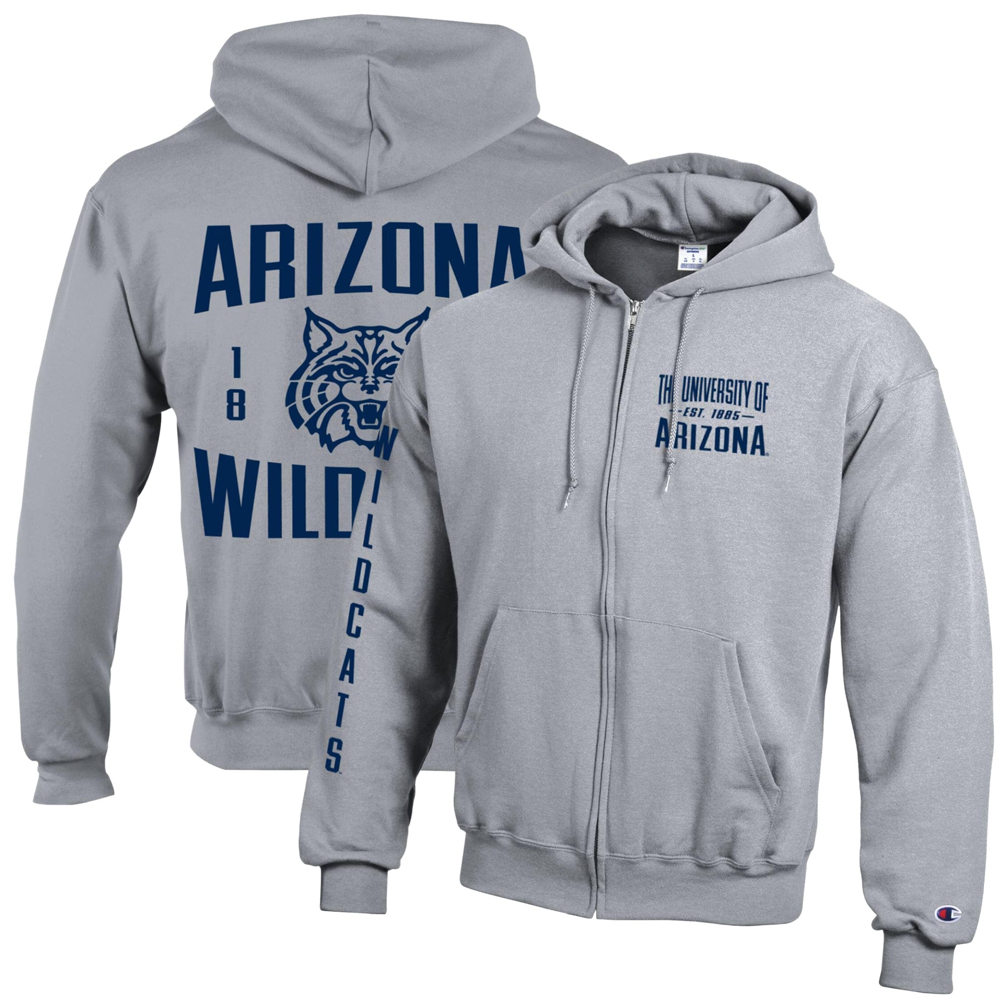 Men's Champion  Gray Arizona Wildcats Varsity Powerblend Full-Zip Fleece Hoodie