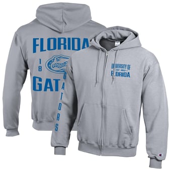 Men's Champion  Heather Gray Florida Gators Varsity Powerblend Full-Zip Fleece Hoodie
