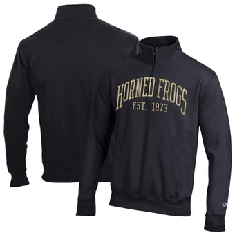 Men's Champion  Black TCU Horned Frogs Powerblend Quarter-Zip Pullover