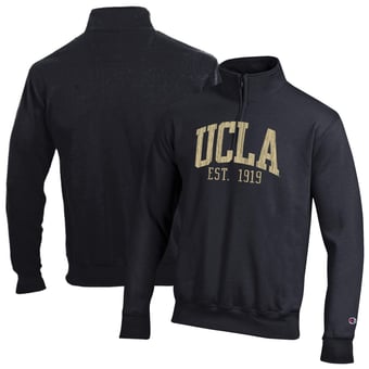 Men's Champion  Black UCLA Bruins Powerblend Quarter-Zip Pullover