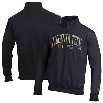 Men's Champion  Black Virginia Tech Hokies Powerblend Quarter-Zip Pullover