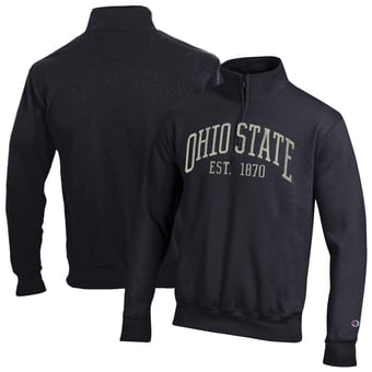 Men's Champion  Black Ohio State Buckeyes Powerblend Quarter-Zip Pullover
