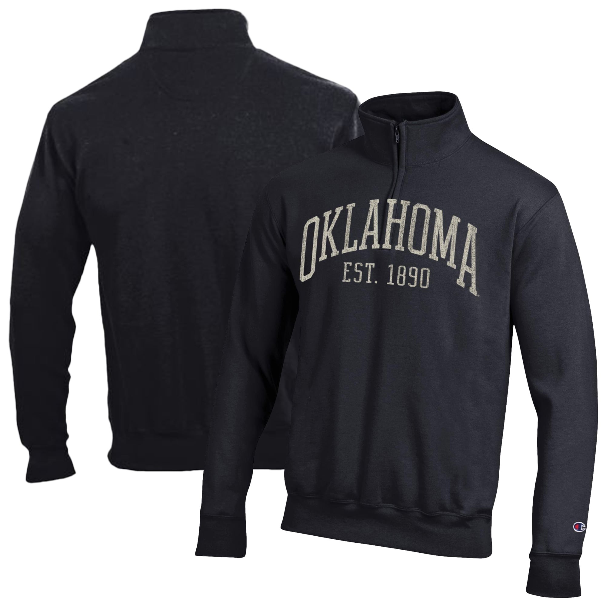 Men's Champion  Black Oklahoma Sooners Powerblend Quarter-Zip Pullover