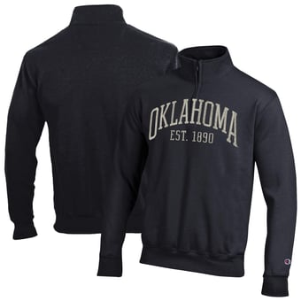 Men's Champion  Black Oklahoma Sooners Powerblend Quarter-Zip Pullover