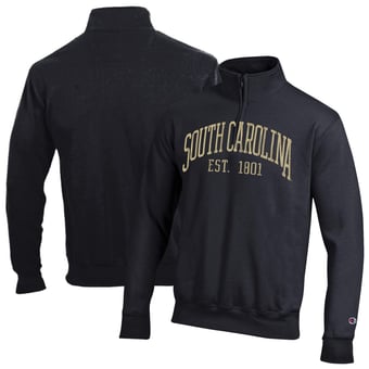 Men's Champion  Black South Carolina Gamecocks Powerblend Quarter-Zip Pullover