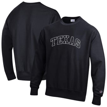 Men's Champion  Black Texas Longhorns Reverse Weave Crewneck Sweatshirt