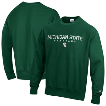 Men's Champion  Green Michigan State Spartans Relentless Reverse Weave Sweatshirt