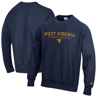 Men's Champion  Navy West Virginia Mountaineers Relentless Reverse Weave Sweatshirt