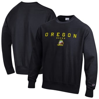 Men's Champion  Black Oregon Ducks Relentless Reverse Weave Sweatshirt