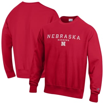 Men's Champion  Scarlet Nebraska Huskers Relentless Reverse Weave Sweatshirt