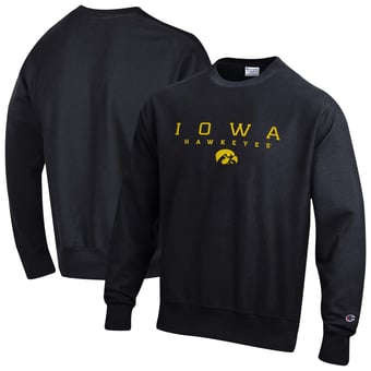 Men's Champion  Black Iowa Hawkeyes Relentless Reverse Weave Sweatshirt