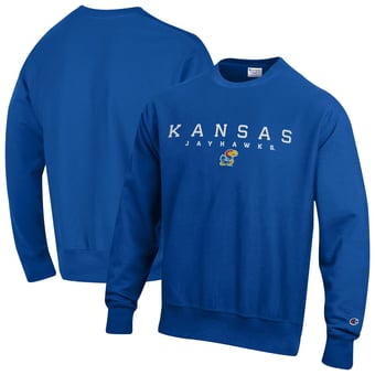 Men's Champion  Royal Kansas Jayhawks Relentless Reverse Weave Sweatshirt