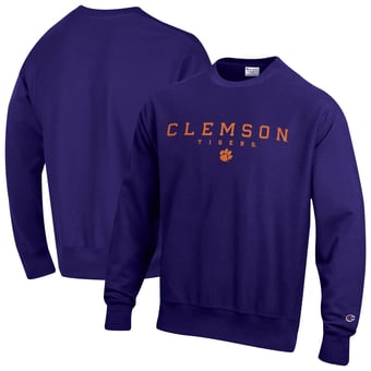 Men's Champion  Purple Clemson Tigers Relentless Reverse Weave Sweatshirt