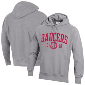 Men's Champion  Heather Gray Wisconsin Badgers Established Reverse Weave Hoodie