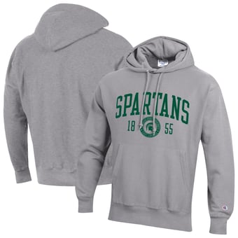 Men's Champion  Heather Gray Michigan State Spartans Established Reverse Weave Hoodie