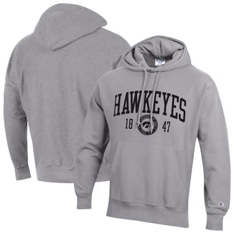 Men's Champion  Heather Gray Iowa Hawkeyes Established Reverse Weave Hoodie