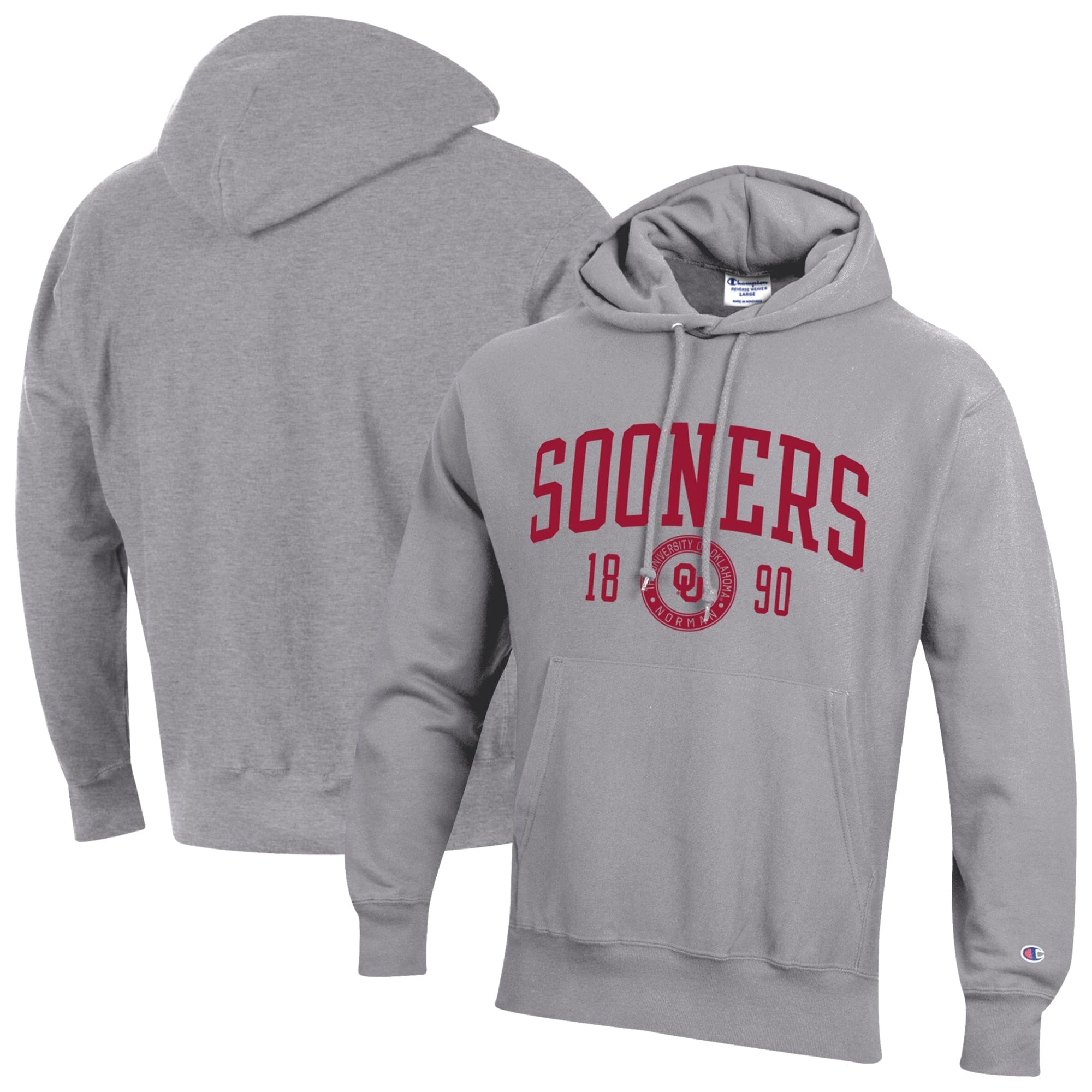 Men's Champion  Heather Gray Oklahoma Sooners Established Reverse Weave Hoodie