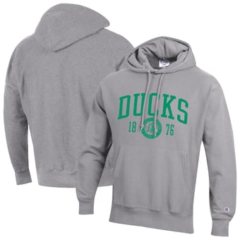 Men's Champion  Heather Gray Oregon Ducks Established Reverse Weave Hoodie